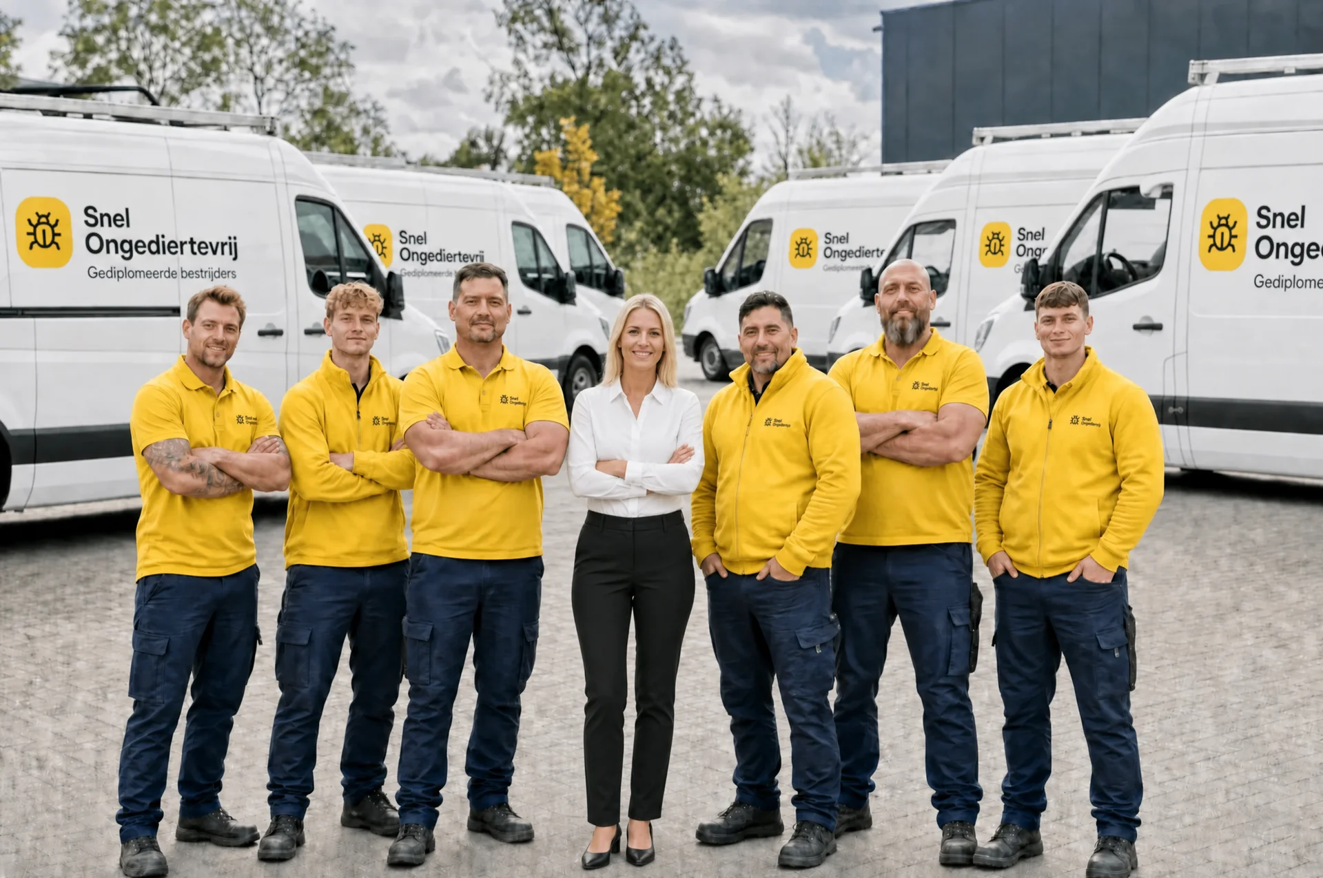 Het team van gediplomeerde bestrijders van Snel Ongediertevrij, actief in Appingedam